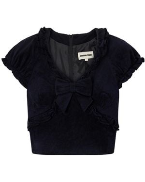 ShuShu/Tong Bow-Tie Ruffle Top - Black