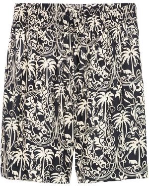 Laneus Wide Leg Bermuda Shorts - Black