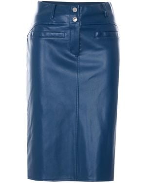 Patrizia Pepe Coated Midi Skirt - Blue