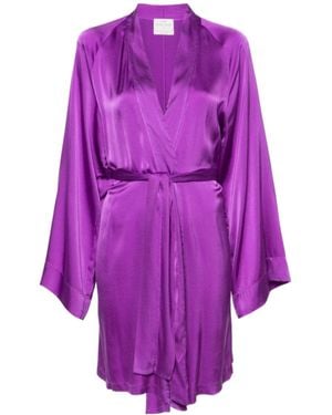 forte_forte V-Neck Satin Coat - Purple