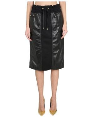 Tom Ford Drawstring Leather Midi Skirt - Black
