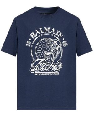 Balmain Logo-Print T-Shirt - Blue