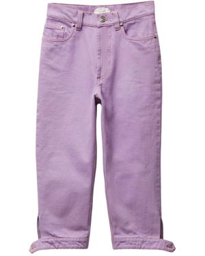 Versace Logo-Patch Cropped Capri Jeans - Purple