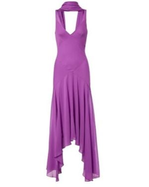 De La Vali Mystica Asymmetric Georgette Midi Dress - Purple