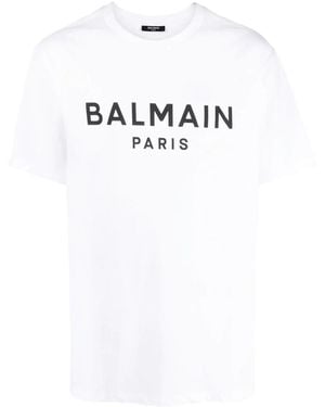Balmain Eco-Responsible Cotton T-Shirt With Logo Print - White