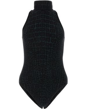 Alaïa Alaïa Mock Neck Knit Bodysuit - Black