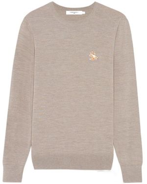 Maison Kitsuné Logo-Patch Wool Jumper - Grey