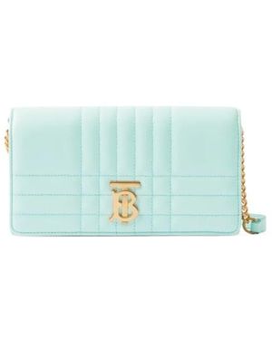 Burberry Lola Quilted Chain-Linked Wallet - Blue