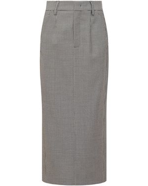 The Seafarer Houndstooth Pencil Skirt - Gray