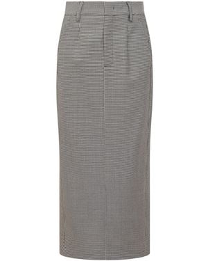 The Seafarer Houndstooth Pencil Skirt - Grey