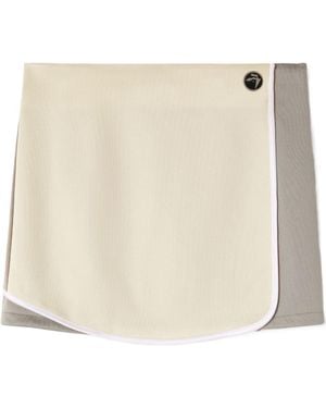 Ambush Back Pleat Detailed Mini Track Skirt - Natural