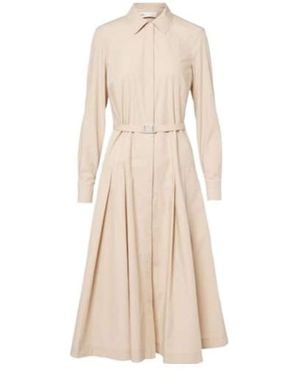 Tory Burch Pleated Cotton-Blend Shirt Dress - Natural