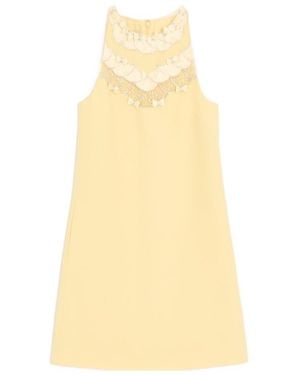 Valentino Embellished Bow Detailed Crewneck Dress - Yellow