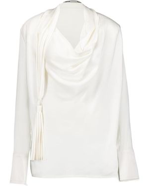 Stella McCartney Long-Sleeved Tassel Draped Top - White