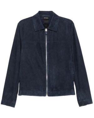 ZEGNA Long-Sleeved Zip-Up Jacket - Blue
