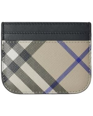 Burberry Check Printed Card Holder - Gray