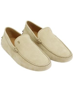 Tod's Logo-Debossed Leather Loafers - Natural