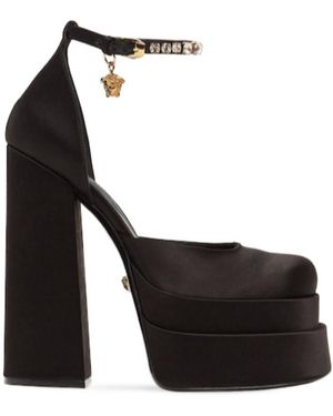 Versace Waterproof Table Satin High Heels - Black