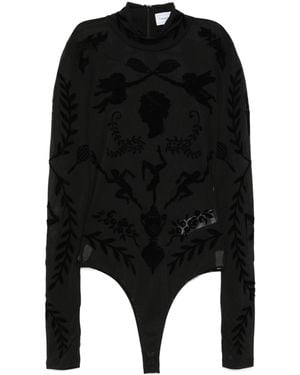 CASABLANCA Devor-Effect High Neck Bodysuit - Black