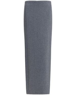 Thom Browne Grosgrain Loop Tab Zipped Pencil Skirt - Gray