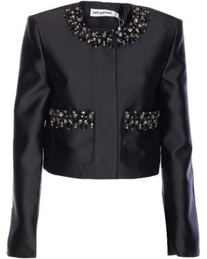 Self-Portrait Embellished Trim Jacket - Black