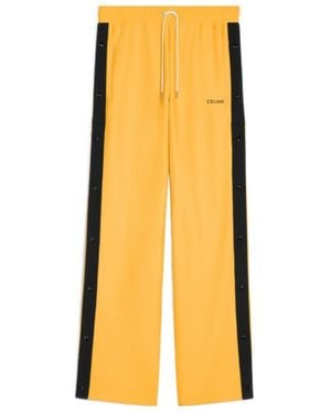 Celine Double-Sided Plain Knitted Button Joggers - Yellow