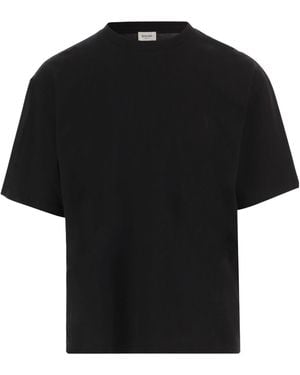Saint Laurent Logo Embroidered Crewneck T-Shirt - Black