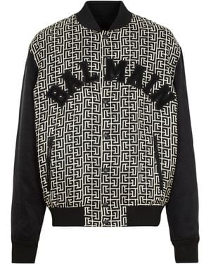Balmain Varsity Monogrammed Jacket With Patches - Black