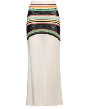 Chloé Striped Knit Flare Skirt - Natural