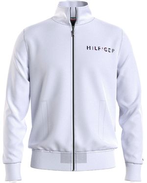 Tommy Hilfiger Logo Printed Zip-Up Sweatshirt - Blue