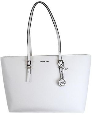 Michael Kors Michael Quinn Large Pebbled Leather Tote Bag - White