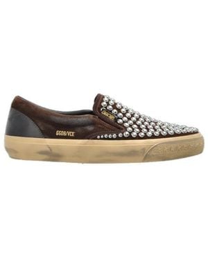 Golden Goose Vce Stud-Embellished Trainers - Brown