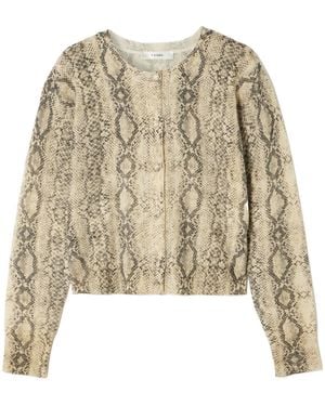 FRAME Snake Print Cashmere Cardigan - Natural