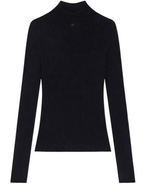 Courreges Pinko Solar Light Ribbed Mockneck Jumper - Blue