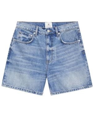 Anine Bing Denim Shorts With Belt Loops - Blue