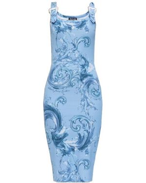 Versace Jeans Couture Couture Baroque Buckle Bodycon Dress - Blue