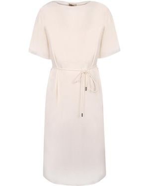 Herno Tie-Waist Short-Sleeve Dress - Natural