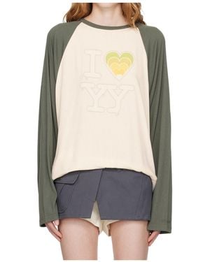 OPEN YY Long-Sleeved Crew Neck T-Shirt - Green