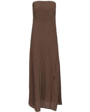 Matteau Bias Column Strapless Midi Dress - Brown