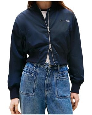 Tommy Hilfiger Water Repellent Relaxed Short Bomber Jacket - Blue