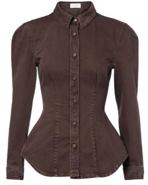 Magda Butrym Peplum Denim Jacket - Brown