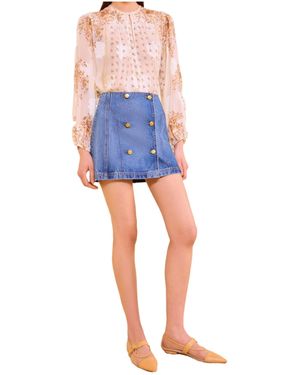 Ulla Johnson Button-Embellished Denim Skirt - Blue