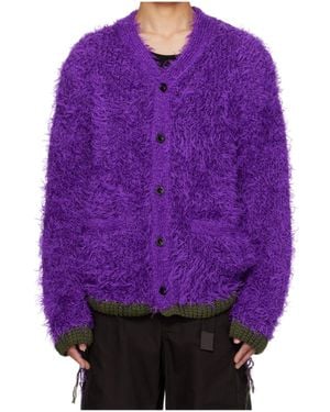 Sacai V-Neck Long-Sleeved Sweater - Purple