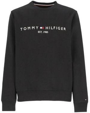 Tommy Hilfiger Logo-Embroidered Cotton Sweatshirt - Black