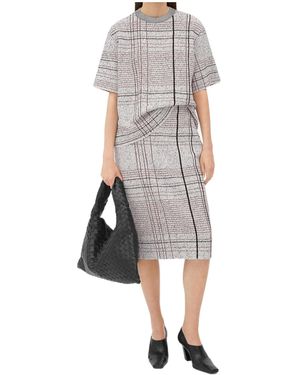Bottega Veneta Notebook Cotton Viscose Jacquard Skirt - Grey