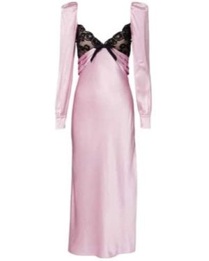 Alessandra Rich Lace-Trimmed Silk Satin Midi Dress - Pink