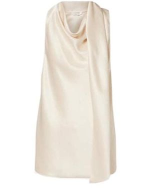 Vince Scarf-Detail Satin Top - Natural