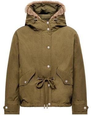 Moncler Effraie 3-In- Shearling Trimmed Down Parka - Green