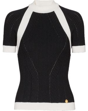 Balmain Short-Sleeved Knit Top - Black