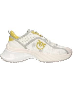 Pinko Logo Patch Lace-Up Trainers - White